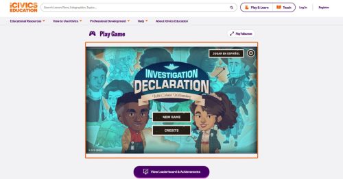 Title screen of Investigation Declaration.